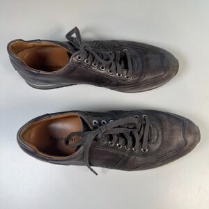 Magnanni Shoes Leather Sneakers Mens Size 9.5 Grey Casual Lace Up Portugal 15745